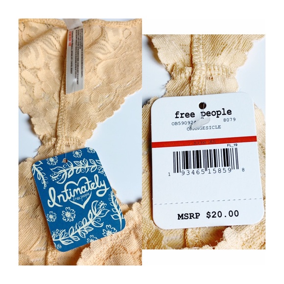 NWT FREE PEOPLE | Light Orange Galloon Racerback Lace Bralette XS - Picture 9 of 11